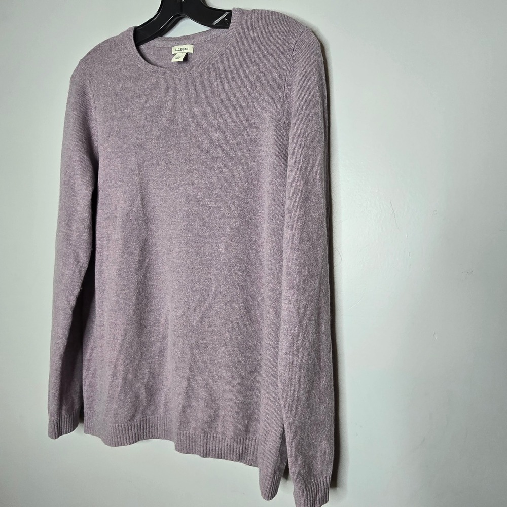 LL Bean 100% Cashmere Crewneck Sweater Mauve Purple Large Luxury Coquette Cozy - Picture 4 of 6